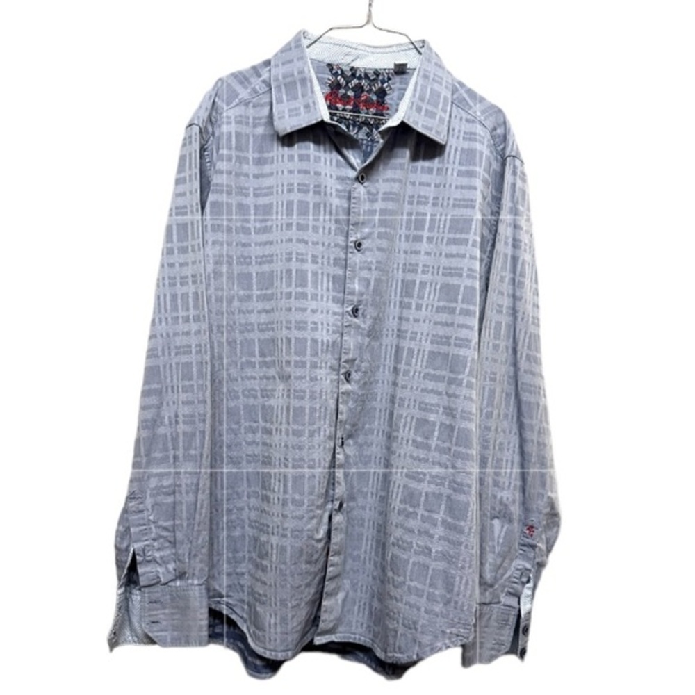 Robert Graham Grey Check Button Down Long Sleeve Shirt Men's size XL